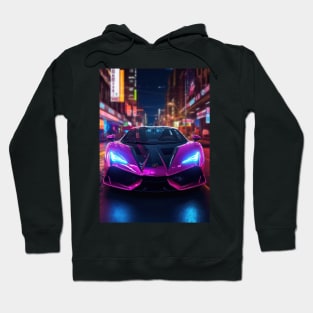 Asian Neon City Sports Car Hoodie